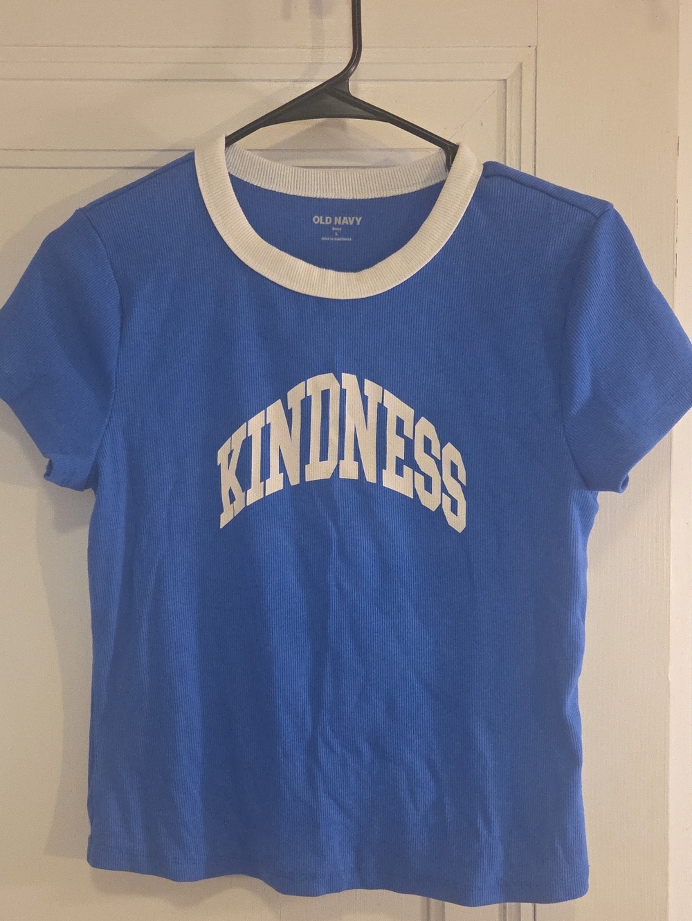 Old Navy Royal Blue Short-Sleeve 'KINDNESS' Ringer Tee with White Trim